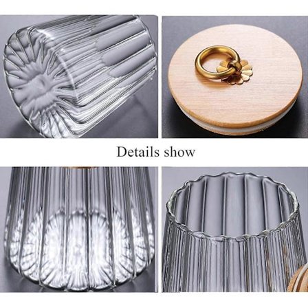 Lasinen Kahvi- ja Pähkinäpurkki, Ilmatiivis Säilytyspurkki, Kukkamainen Koristeellinen Säiliö (FMY)