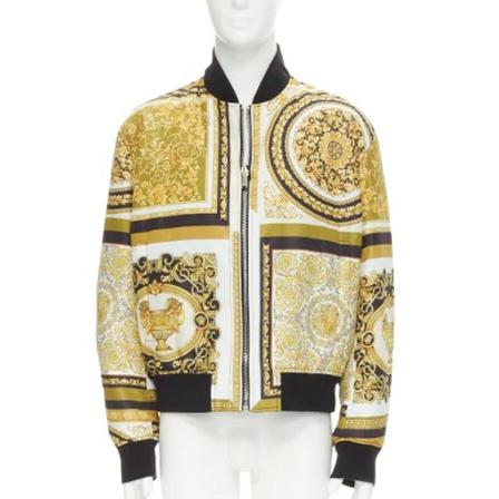 Versace Pre-owned, Pre-owned Nylon outerwear Geel, Dames, Maat:M,print