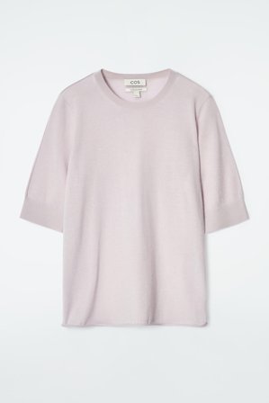 COS Damen T-Shirt Aus Feinem Kaschmir - Lila