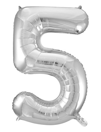 Joker | Foil Balloon Number 5 Silver 86 Cm | 86 cm