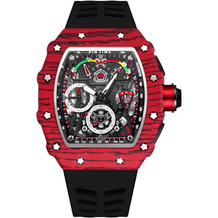 Herreur Kvarts Skelet Hul Herre Sportsur Chronograph Silikone Analog Armbåndsur til Mænd