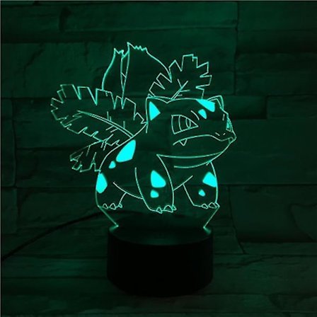 Ny, egnet Bulbasaur 3d LED-nattlys soverom bordlampe fargeskiftende