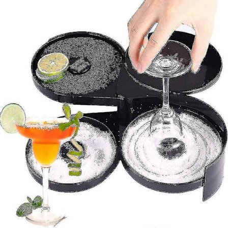 Salt Rimmer Bar Glass Rimmer Margarita Salt Sugar Cocktail Rimmer 3-lags Roterende Brett Bartenderverktøy