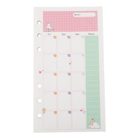 45 stk. Løsblad Refill Filler Papir Planner 6 Ringe Binder Papir Sider (A6 Månedlig Plan)