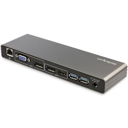 StarTech Thunderbolt 3 Dock, Dual 4K 60Hz Monitor TB3 Docking Station with DisplayPort, HDMI & 1080p VGA, 85W Power Delivery & Charging, Gigabit