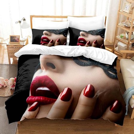 Digitaltryckt sängklädesset - Queen Size 3-delat set med mjuk mikrofiber