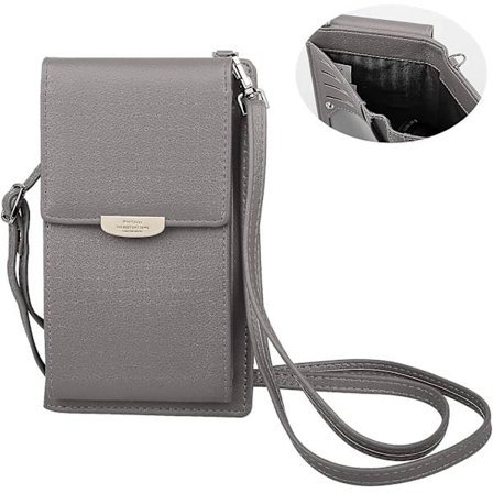 Ny Mini Dame Vesker Telefonveske Dame Myntveske Mobil Lommebok Med Kortspor Grå