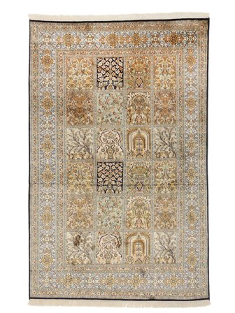 Floral Small Kashmir Pure Silk Rug 121X194 Silk