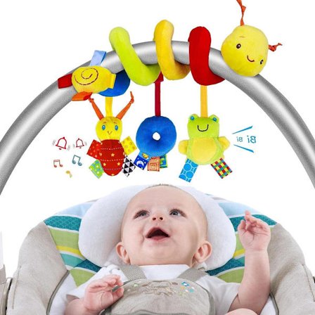 Allecto Plus, Legetøj til babyer og piger | Montessori spiral seng | Sensorisk hængende ranglelegetøj | Velegnet til autostole og tremmesenge | Fra 3,