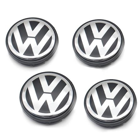 Felgnavkapsel i satinert sort med høy krom 65 mm - 4 stk./sett