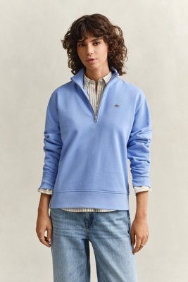 GANT - Shield bomullsgenser med half-zip til dame hydrangea blue