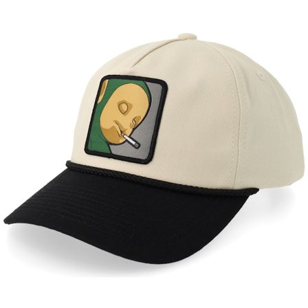 BOOM - Beige adjustable Cap - Little Green Smoke Guy Rope Stone/Black Golfer A-Frame Adjustable @ Hatstore