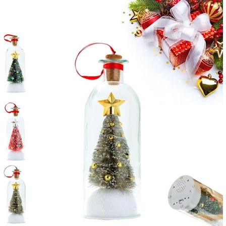 Optagelig julekugle med sneklædt scene i flaske, personlig festlig souvenir til familie og julefester, unikt hjem