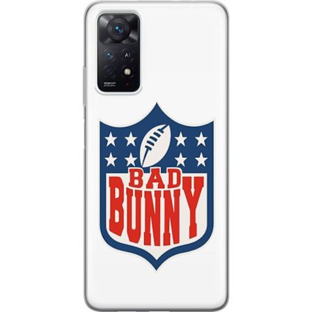 Yhteensopiva Puhelinkuori Xiaomi Redmi Note 11 Pro 5G Bad Bunny punainen graafinen juliste, jossa on muotokuva ja typografia Latinalaisessa Amerikassa