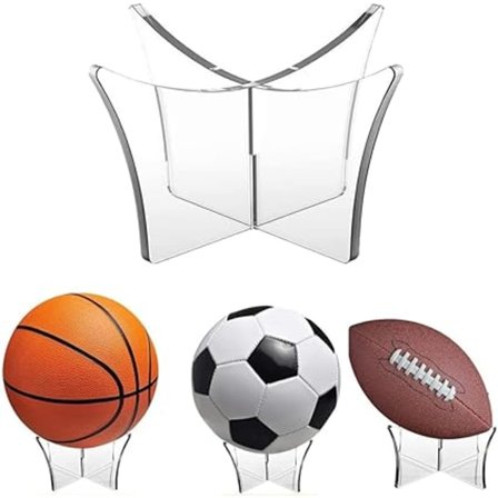 Klar Akryl Boldholder, Akryl Basketball Display Stand til Fodbold, Basketball, Rugby og Volleyball med Softball Stand og Base