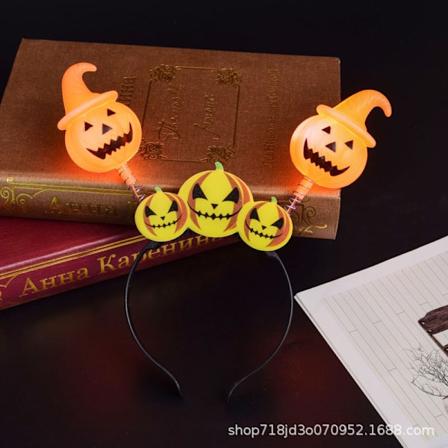 Halloween-juhlan hehkuva kurpitsa-lampun hiuspanta aavefestivaalin lavan yt ksen tarvikkeet kallo-hiuspanta rekvisiitta P