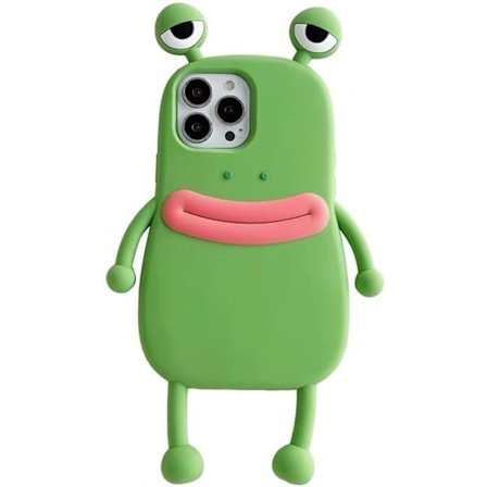 1 stk Grim Telefon Cover til iPhone 14 pro max Sjove Cover til iPhone 14 pro max 3D Frø Telefon Cover med Fod Grøn Mærkeligt P