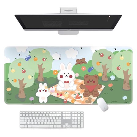 Kawaii skrivebordspude, sød musemåtte, stor gaming bord musemåtte tegneserie tastaturpude,500*1000*3mm