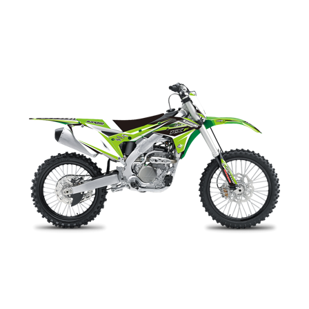 Blackbird Dream 4 Complete Decal Kit with Seat Cover Green-Black-White - Kawasaki KX 250F 2017-2018