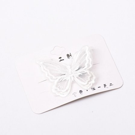 Blonder Hår Sløyfer Broderi Sommerfugl Hårnål HVIT