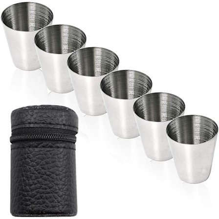 7 st set i rostfritt stål, bartenderkopp, snapsglas bärbart vinglas
