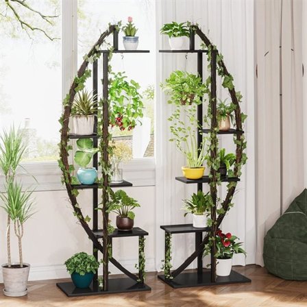 2-delad blomhylla 160cm - Svart