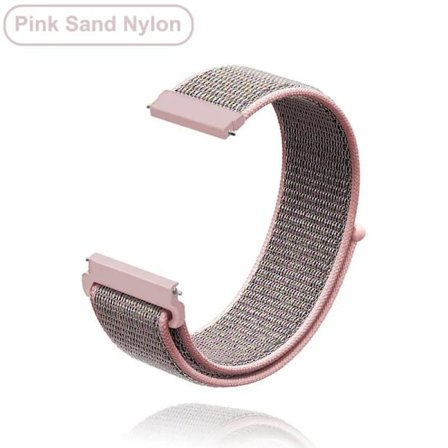 Nya 18mm 20mm 22mm armband för Garmin Venu 2S handledsband Vivoactive 3 4S 4 Forerunner 245 645 Galaxy Watch 4 Classic 42 46mm PinkSand Nylon 20mm