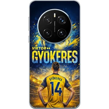 Kompatibel Mobilcover til Honor Honor Magic7 Pro Viktor Gyökeres fodboldplakat i gul og blå farve med dramatisk stadionbaggrund, sportsillustration