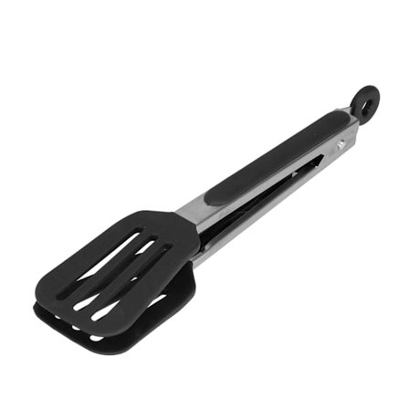 Rostfritt stål Silikon Steak Clamp Vikbar grilltång för grillkök 12po noir