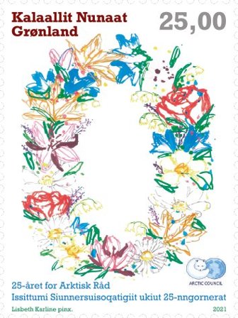 Grønland - Arktisk Råd 25 års samarbejde - Postfrisk frimærke