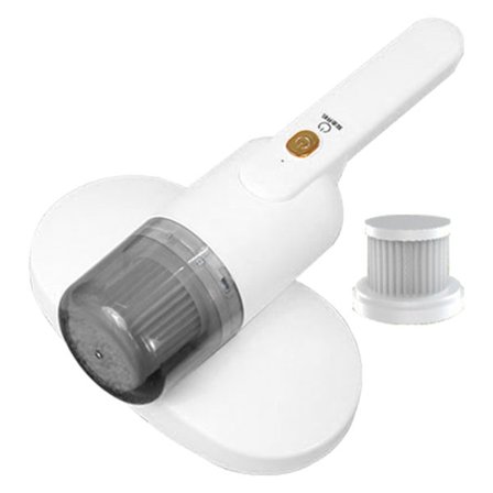 Sängyn punkkien poistaja Kaksinkertainen lyönti Kädessä pidettävä UV-patjan imuri Suodattimella Kotiin Makuuhuoneeseen Valkoinen