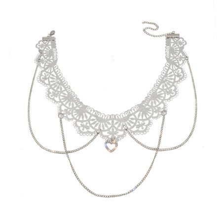 Gotisk hvid blonde sexet choker halskæde, vedhæng kvast krave cho