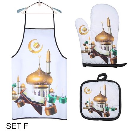 3 stk Ramadan Kareem Forkle Eid Mubarak Baking Varmebestandige Hansker Pute