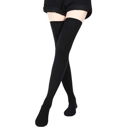 INIOR Extra Långa Strumpor Lårhöga Bomullsstrumpor Extra Långa Stövelstrumpor för Kvinnor Svart 1