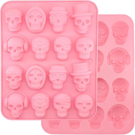 2 kpl Halloween-kallosilikonimuotteja 32 ontelolla 3D-kallosuklaa makeisten leivontaan muotteja kalloj kuutiomuotteja kakkuvuoka