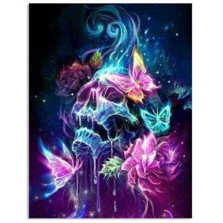 Full 5d Diy Diamond Painting Cross Stitch Ambilight Skull Broder Som På Bilden 1 30x40cm