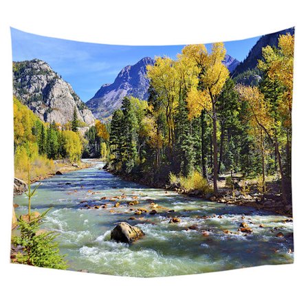1PC vægtæppe, vægophæng, bjergflodstræmønster, vægdekoration