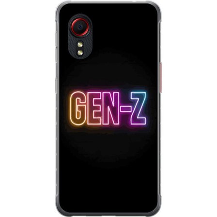 Yhteensopiva Puhelinkuori Samsung Samsung Galaxy Xcover 5 Neontext Gen Z värikkäässä valossa tummaa taustaa vasten modernissa digitaalisessa tyyli