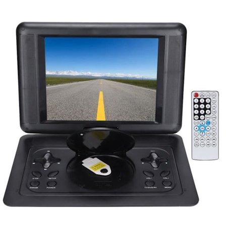 HURRISE DVD-spelare 12 12,0 tums bärbar DVD-spelare 270° vridbar skärm Liten TV-spelare DVD-spelare Ljudfixering EU-kontakt