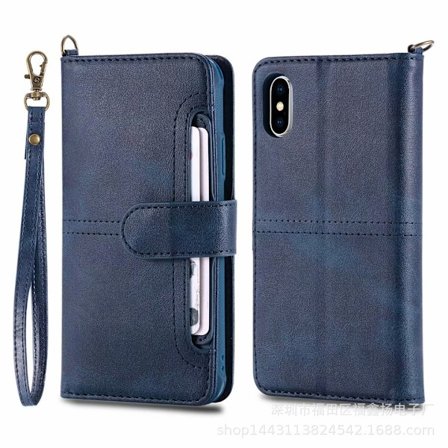 Etui til iPhone 13 Mini blå multifunktion anti-fald 2 i 1 split læder kort slot