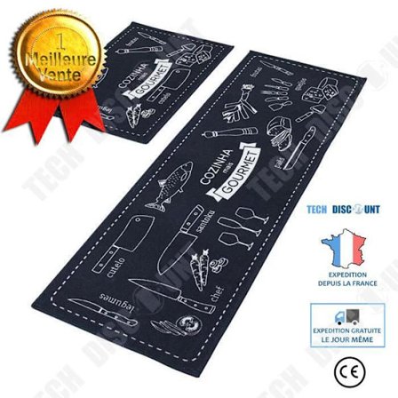 Kökmatta - TD - Set av 2 - Blå - 40 x 60 cm och 40 x 120 cm - Halkskyddande