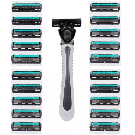 Rakhyvel med 3-bladssystem och 20 rakbladsrefiller