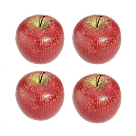 4 Stora Konstgjorda Röda Äpplen - Dekorativa Frukter