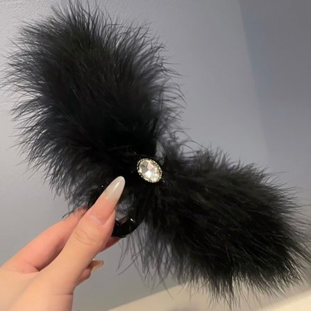 Svart strutshårhajklämma fjäderhårklämma E E