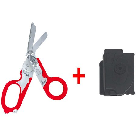 6 i 13 Kraftige Nød-/Traumesakser, Utendørs Sikkerhets- og Overlevelsesverktøy, Sammenleggbare Sakser Bærbar Klemme, Ett-Stykke Pakke, Rød + Kniv