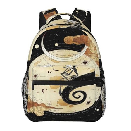 a258 The Nightmare Before Christmas Ryggsäck för Män och Kvinnor, Stilren Ryggsäck med Fullständigt Tryck, Vattentät Bokväska för Skola och 