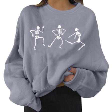 Dam Med Rund Hals Och Långärmad Halloween- Printed Hoodie