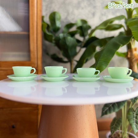 1Set Dockhus Miniatyr Tekopp Fat Kaffekopp Modell Gul