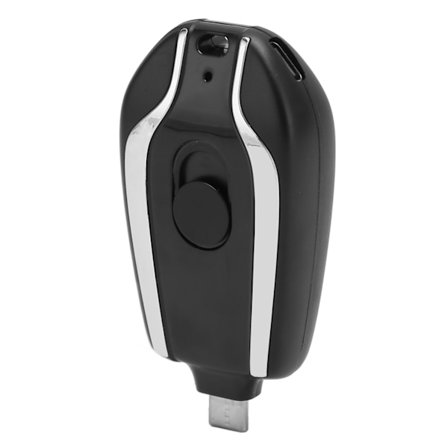 Nøglering Bærbar Oplader Hurtig Opladning 1500mAh til Andriod USB C Mini Nødstrømbank til Mobiltelefoner Sort