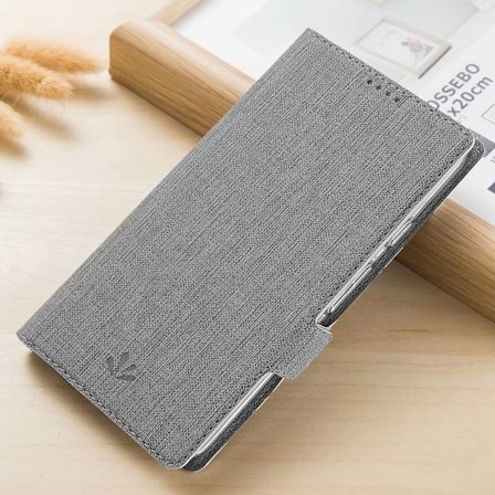 Gråt iPhone 14 etui med kortholder, stof flip wallet med kortholder